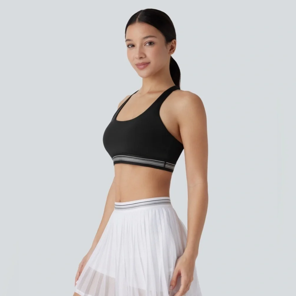 Halara Medium Support U Neck Backless Color Block Cool Touch Sports Bra medium